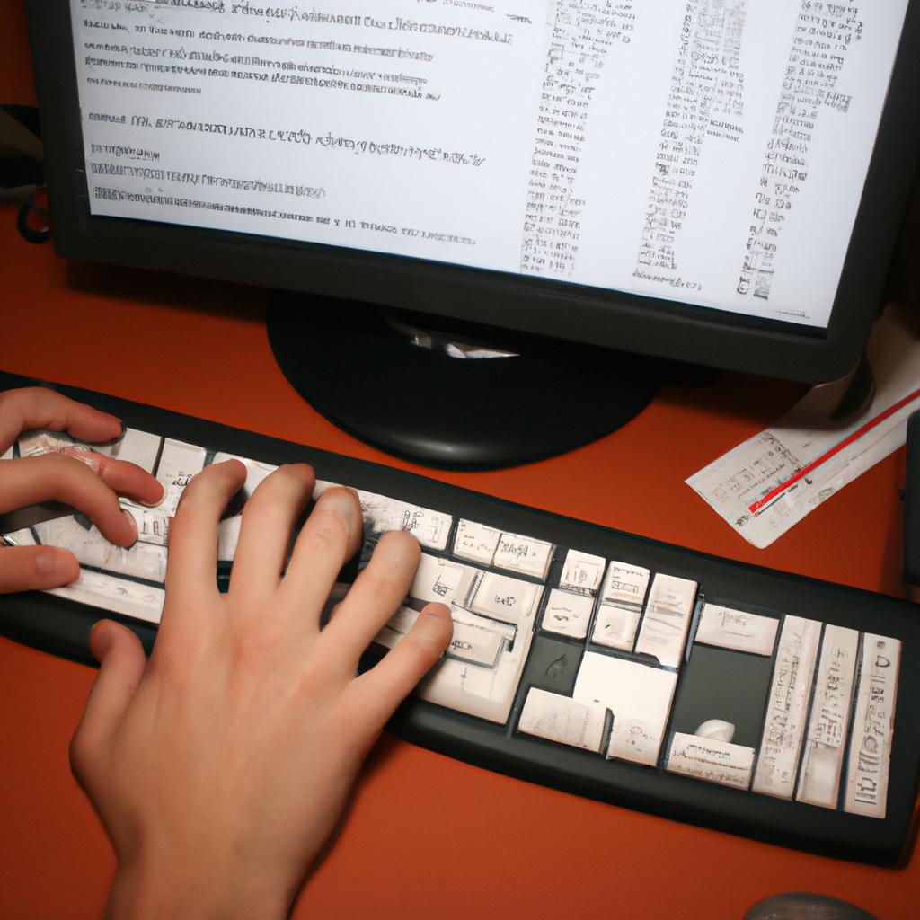 Person organizing data on computer