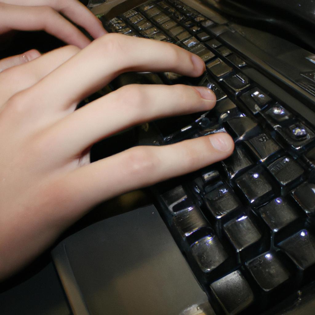 Person typing on secure computer